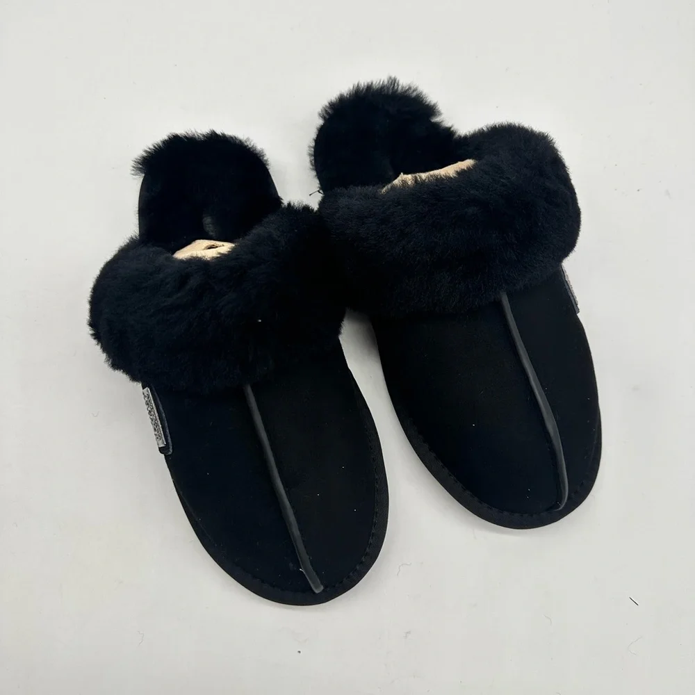 Australia Luxe Collective Black Suede & Shearling Slippers - NWT - XS size 5 - Picture 6 of 12